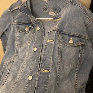 Hooded jean jacket wore once